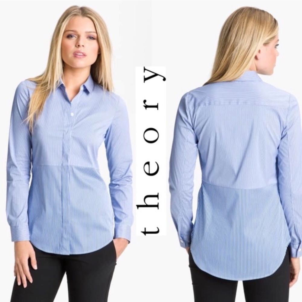 Theory Blue White Stripe Tablita S. Medium